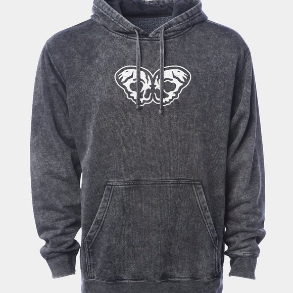 Strength & Heart - Min-Wash Black/White 'Til Death Butterfly Pullover Hoodie